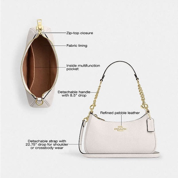 NWT Coach Teri Shoulder Bag in Chalk - Picture 7 of 7